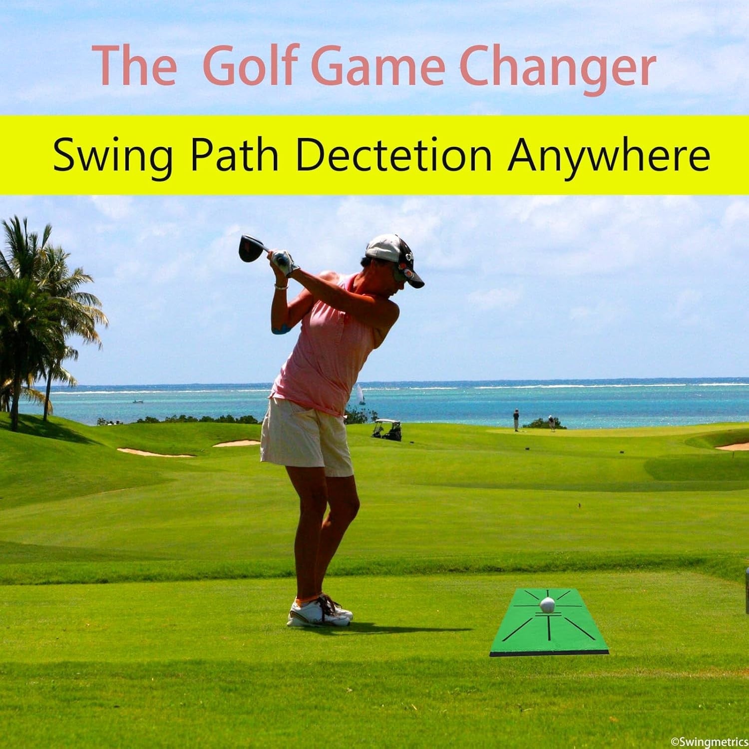 Golf Hitting Mat Swing Path Trainer 35x23cm Base