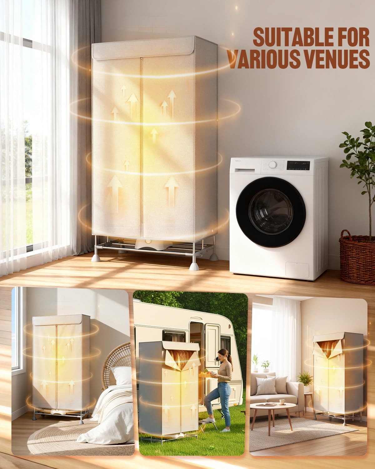 Electric Clothes Dryer 1800W Heated Folding Indoor Airer with Timer