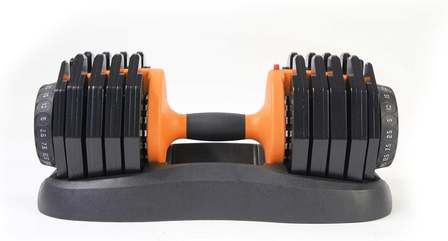 Single Adjustable Dumbbell 2.5–25kg Dial Weight Compact Home Gym