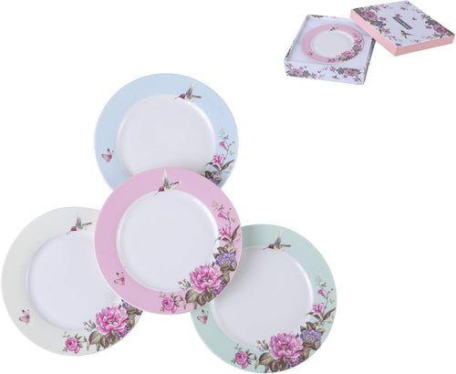 Vintage Floral Dessert Plates Set of 4 7in Shabby Chic Tea Cake Plates