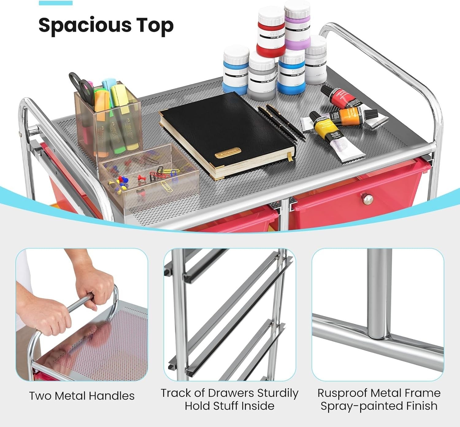 Rainbow 10 Drawer Rolling Storage Cart Utility Trolley Craft Organizer