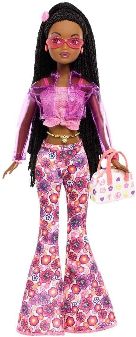 Y2K Collector Fashion Doll Pink Outfit Vinyl Jacket Doll Stand