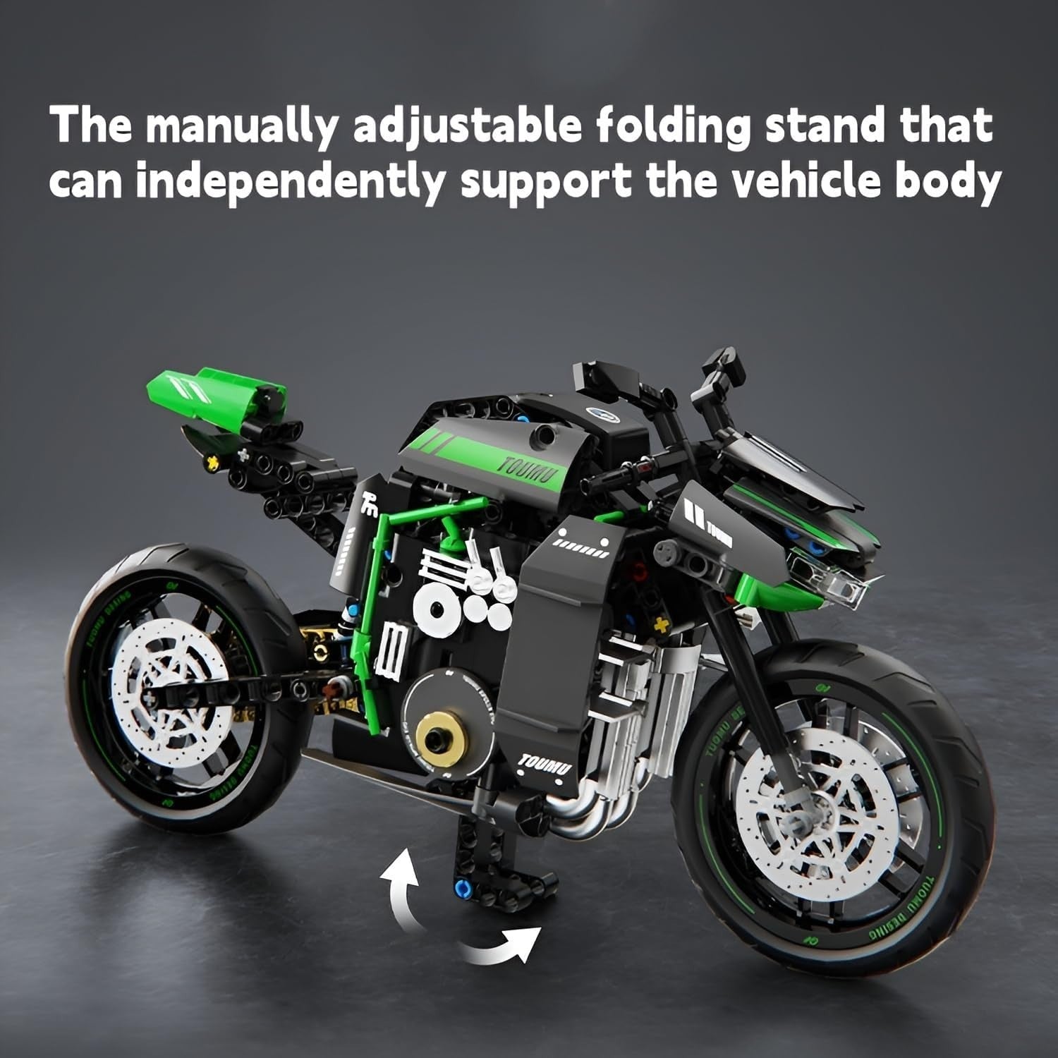 460-Piece Motorcycle Building Kit with Full-Color Instructions & Display
