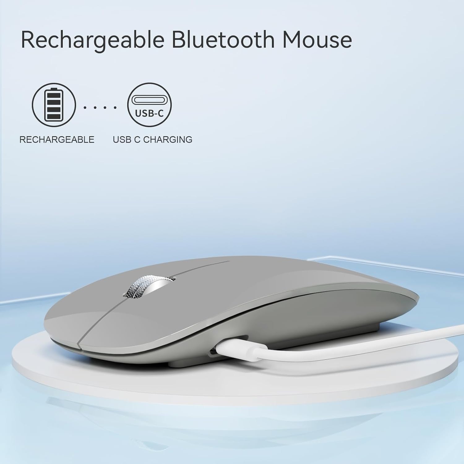 Slim Silent Bluetooth Mouse Triple Mode Rechargeable USB-C Laptop PC Tablet