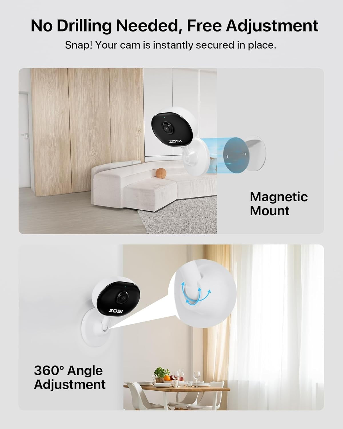 1080P WiFi Indoor Security Camera 2 Pack Baby Monitor Pet Camera Alexa