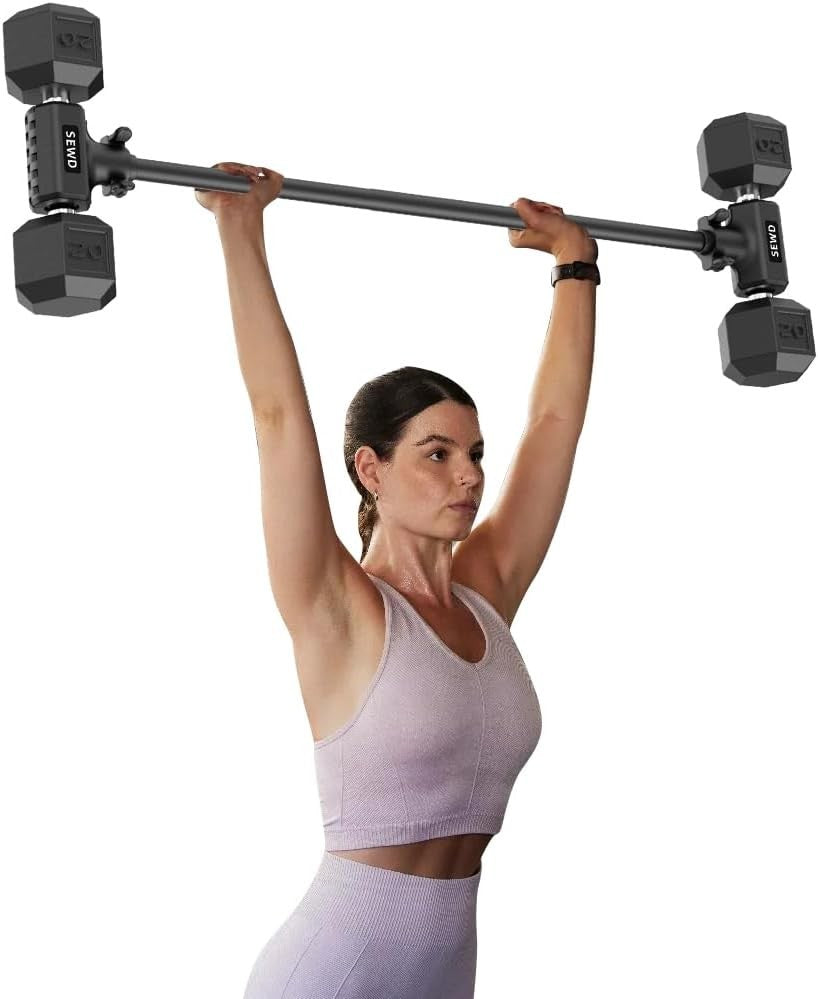 Dumbbell to Barbell Converter Bar 220LB Capacity Foam Grip Home Gym