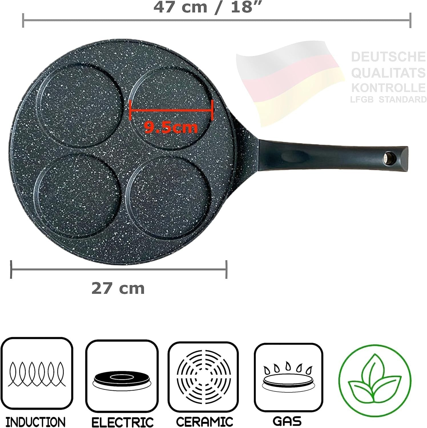 4-Hole Mini Pancake Pan Non-Stick Crepe Frying Pan Induction & Gas