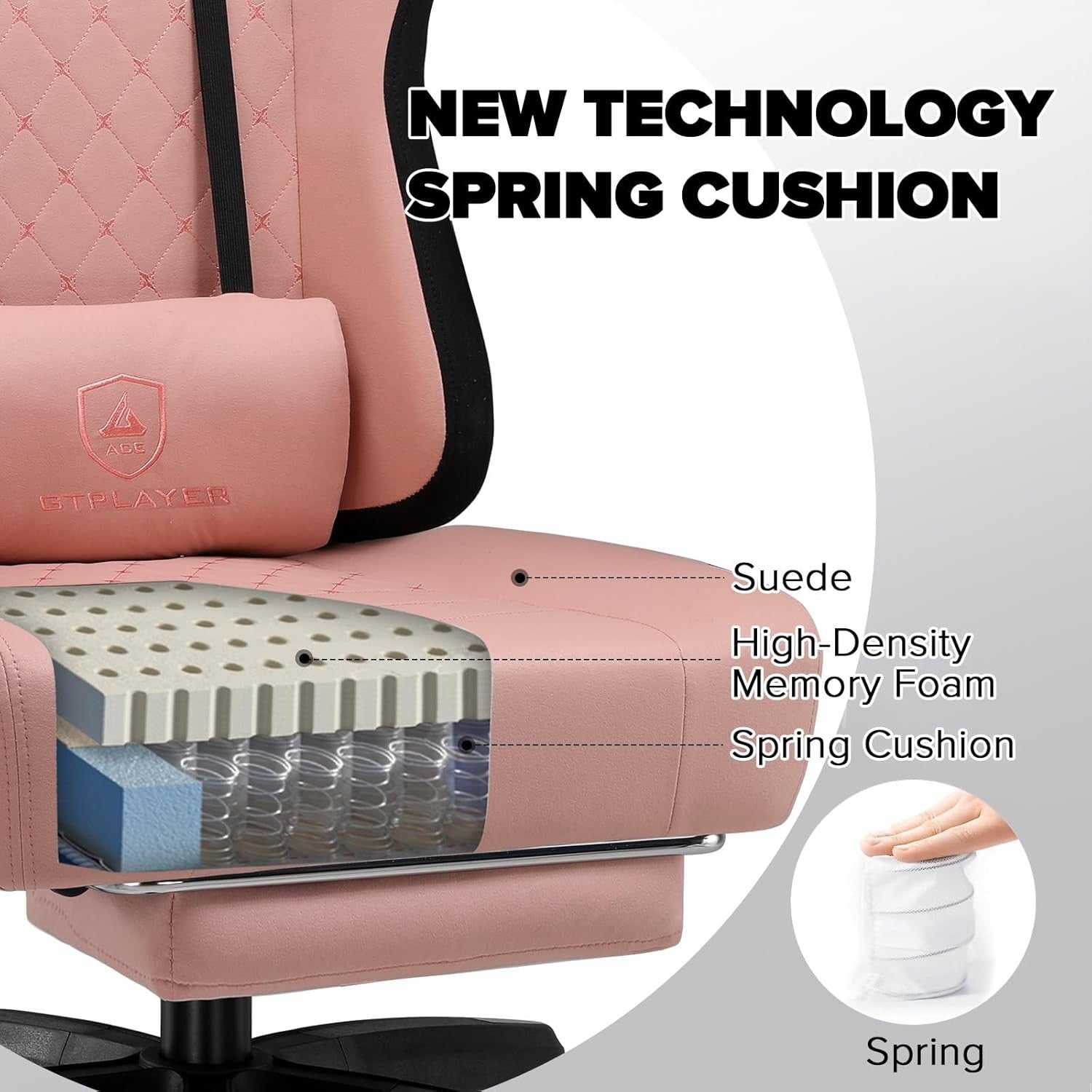 Fabric Gaming Chair with Footrest Ergonomic Reclining Desk Seat