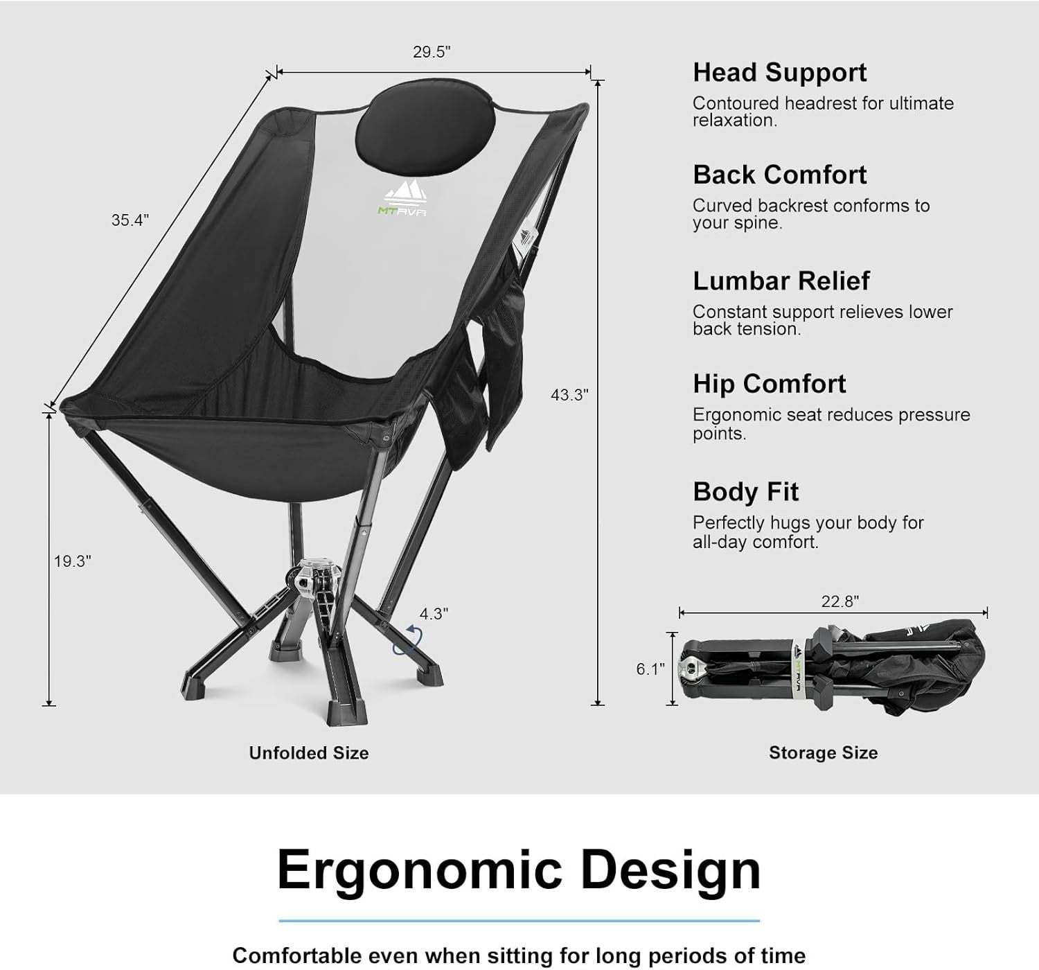 Heavy Duty Folding Camping Chair 600LB XL Padded High Back with Bag