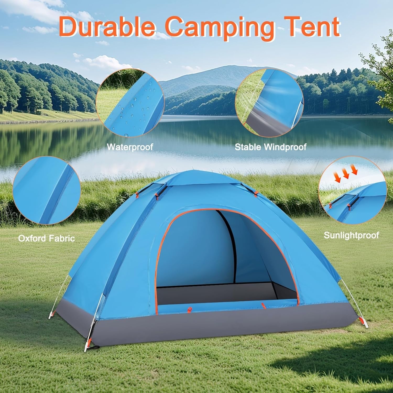 2-3 Man Automatic Pop Up Camping Waterproof