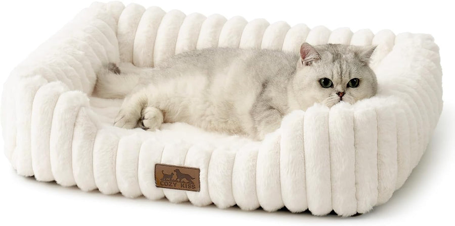 Orthopedic Small Dog Bed Faux Fur Washable 25x21in