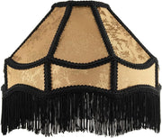 Victorian Gold Shimmer Empire Lampshade Floral Black Tassels 30cm Pendant