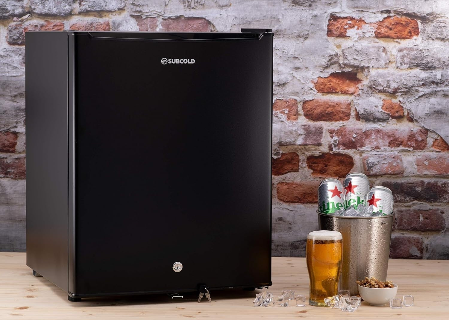 74L Mini Fridge Tabletop Cooler Lock & Key Low Noise Black