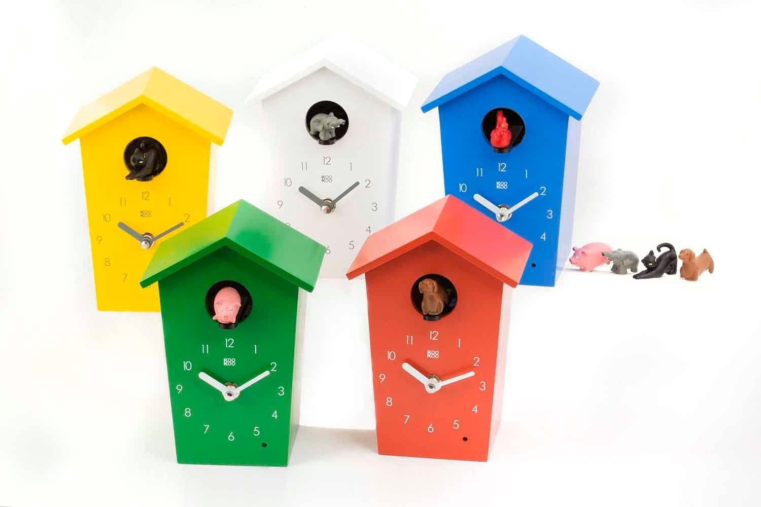 Animal Sound Wall Clock Kids Room Farm Chime Modern Green Cuckoo Toy