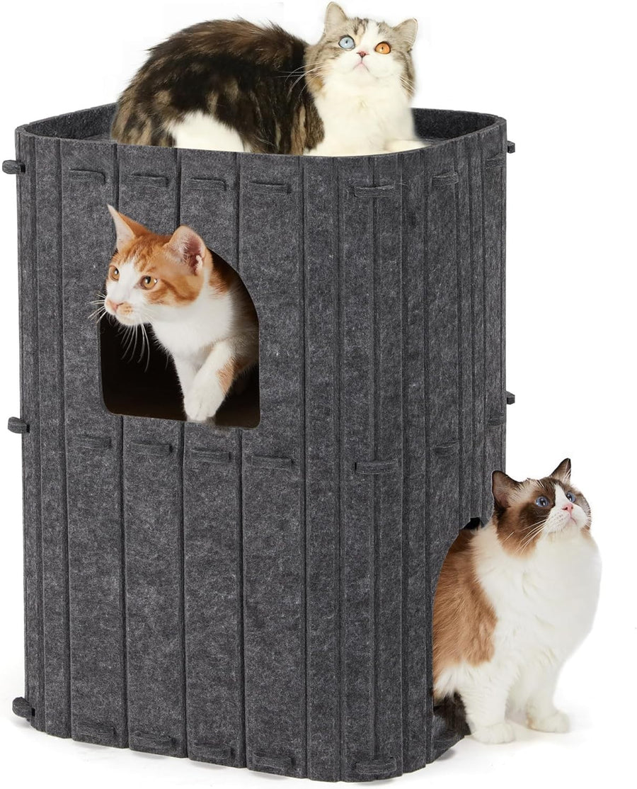 2 Storey Felt Cat House Large Cat Cave Condo Indoor Multi Cat Bed