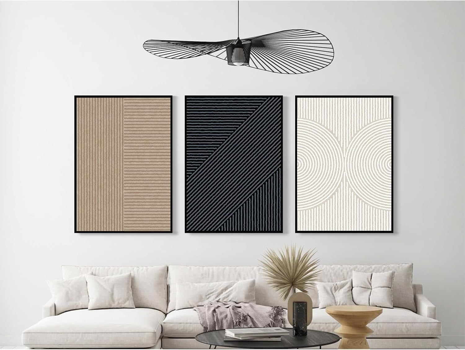 3-Piece Modern Abstract Canvas Wall Art 16x24" Neutral Boho Decor