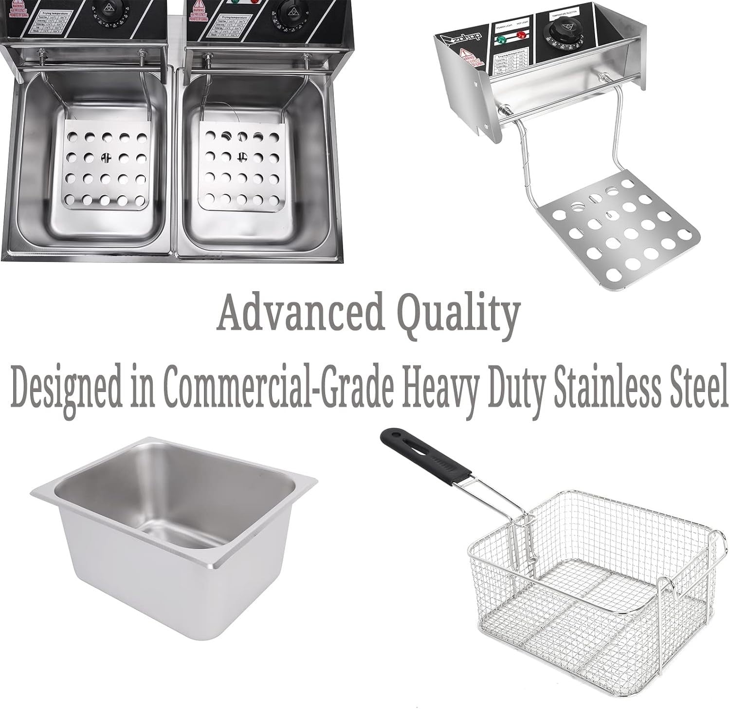 Commercial Electric Deep Fryer Dual Tank 12L 5000W Stainless Steel