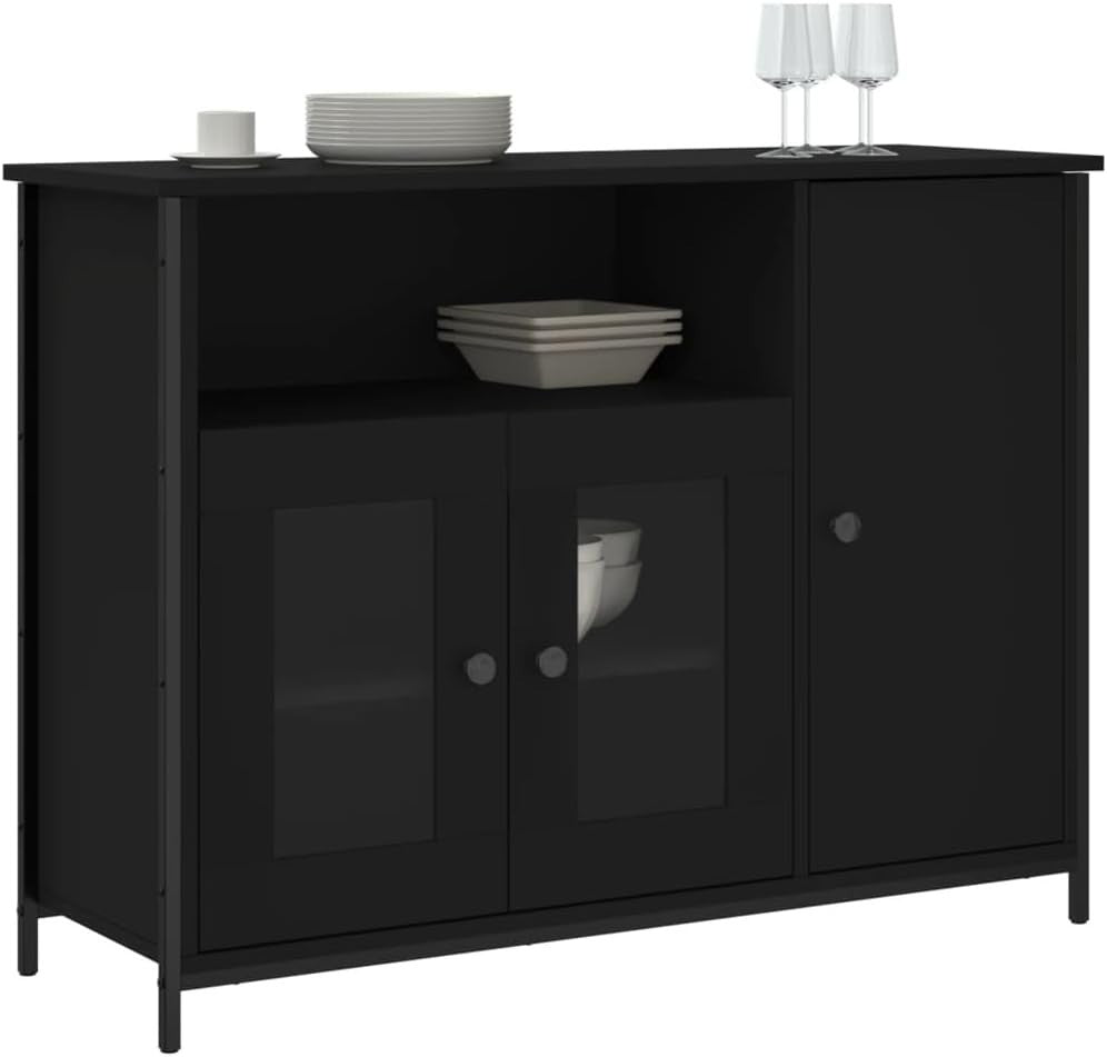 Black Sideboard Storage Cabinet Modern Display Unit for Living Room Hallway