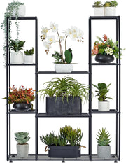4 Tier Tall Metal Plant Stand Indoor Outdoor Flower Shelf Display Rack Black