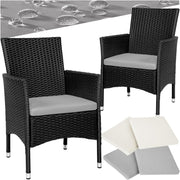 Set of 2 Rattan Garden Chairs with Cushions Patio Balcony Armchairs