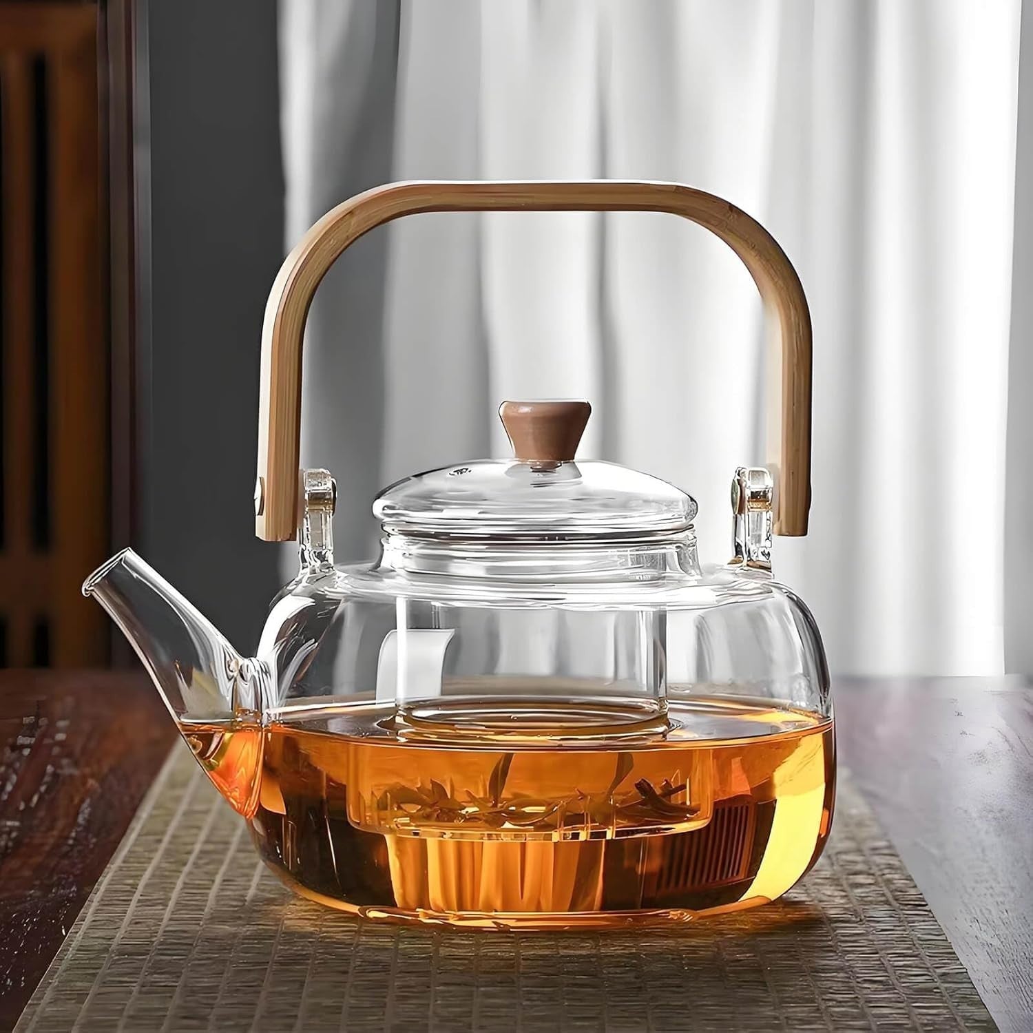 1000ml Glass Teapot with Infuser Borosilicate Tea Maker Stovetop Safe