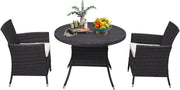 3pc Rattan Garden Dining Set Black Table & 2 Chairs Patio Outdoor Set