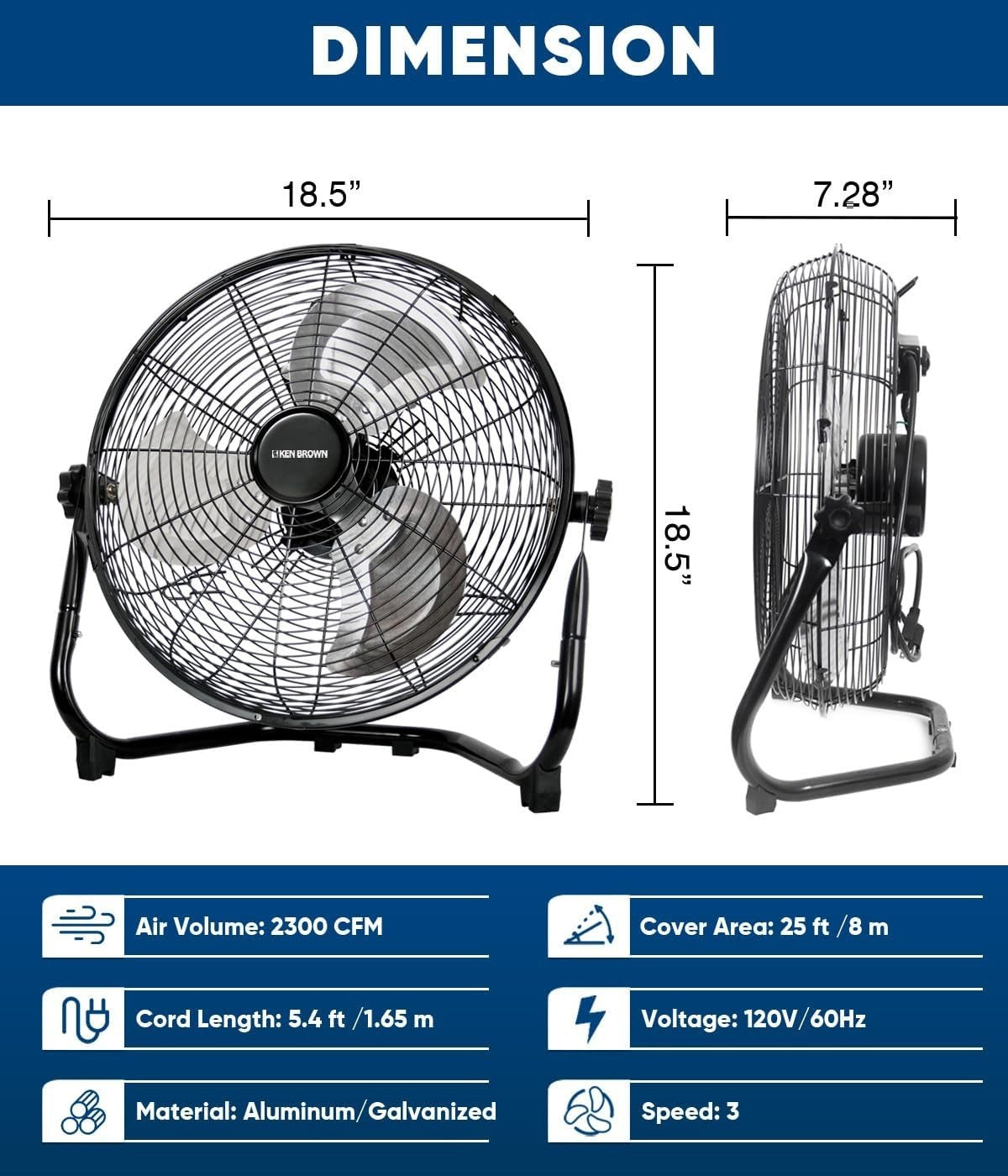 Black 6-Inch USB Desk Fan – 3-Speed Quiet Metal Cooling Fan for Office & Home