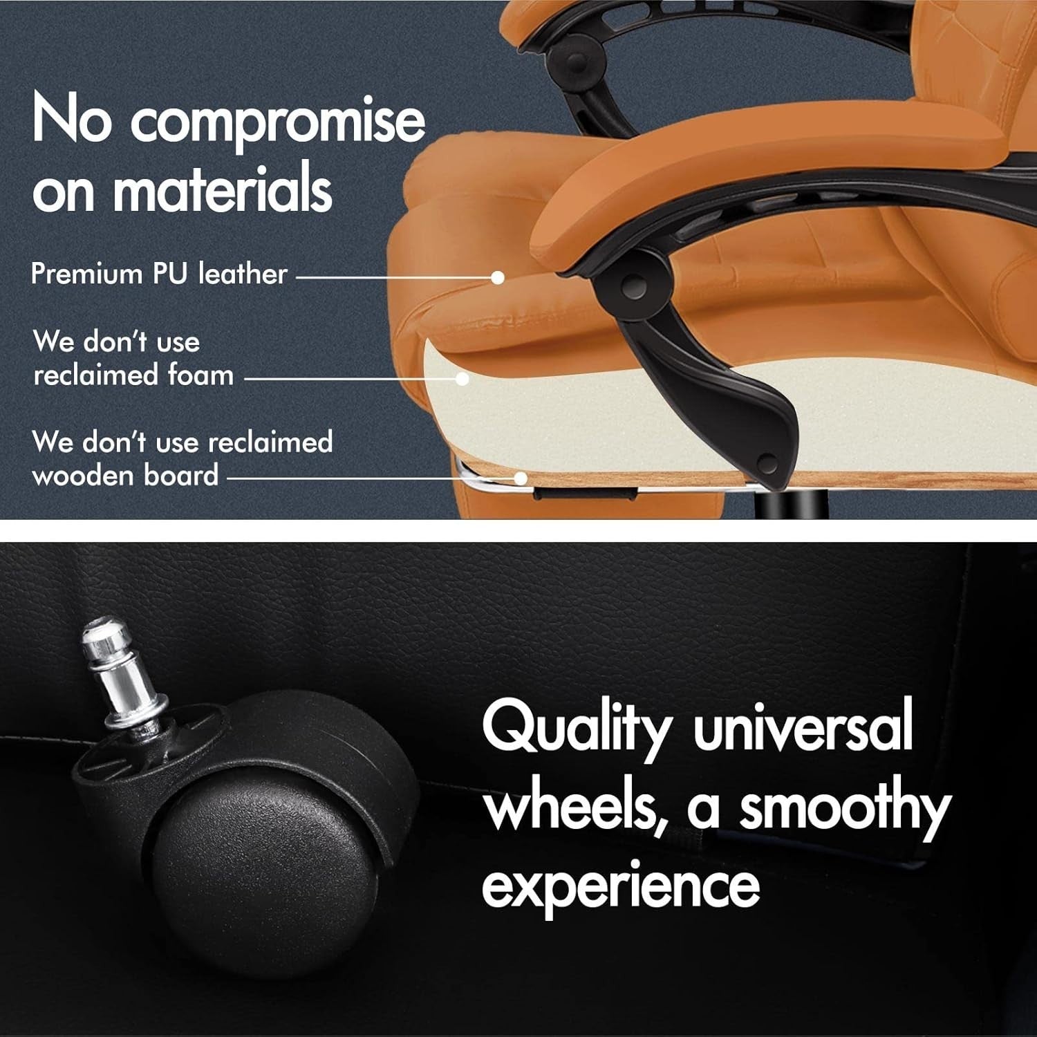 Brown Massage Office Chair Heated 8-Point Recliner Footrest Ergonomic PU