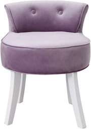 Purple Velvet Low Back Dressing Table Stool with Wooden Legs