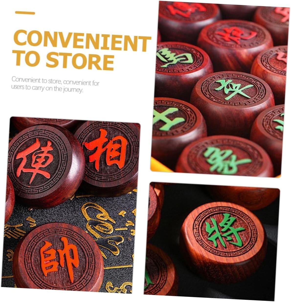 Rosewood Style Xiangqi Travel Chess Set Wooden Board With Storage