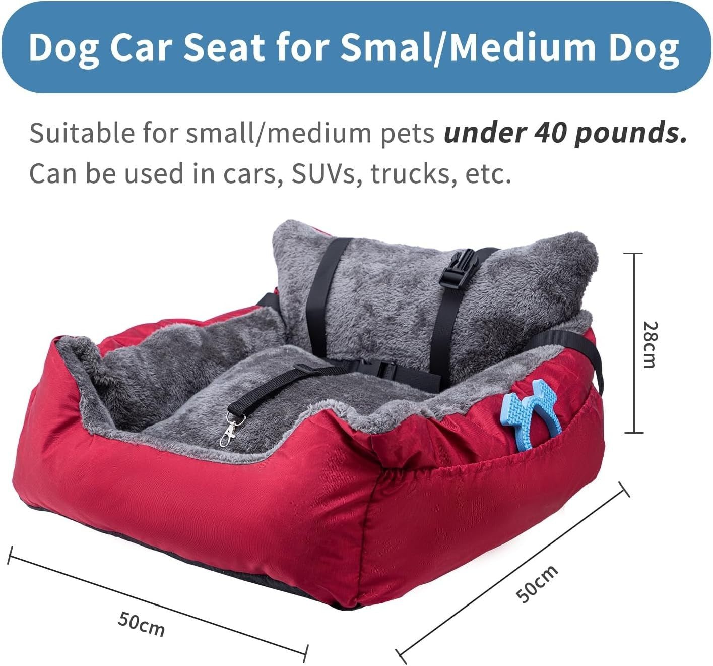 Plush Dog Car Booster Seat Pet Travel Bed Safety Leash Non Slip Base