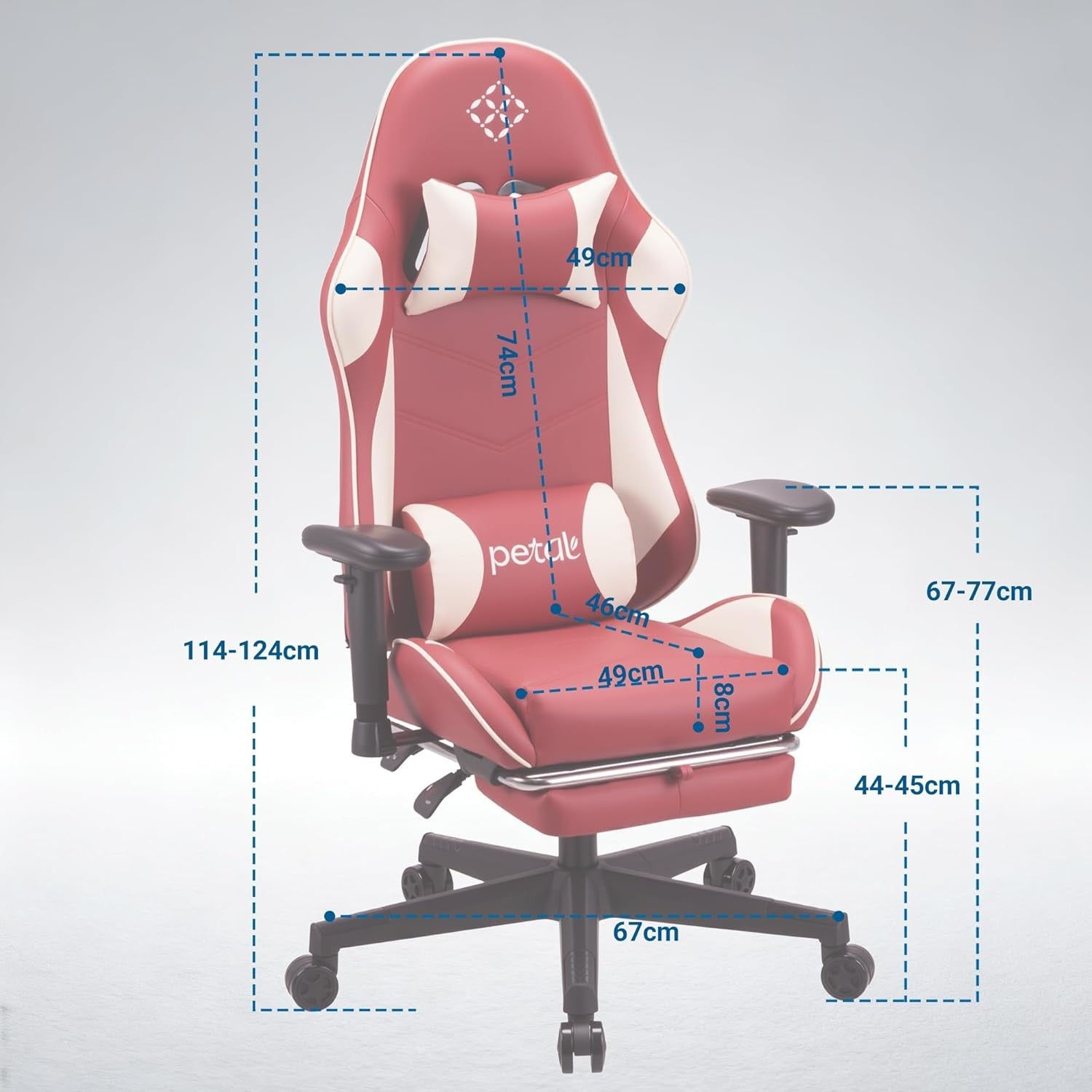 Ergonomic Gaming Chair Recliner w Footrest Lumbar Support Red