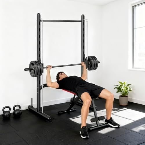 Smith Machine Squat Rack Pull Up Bar Adjustable Home Gym Stand
