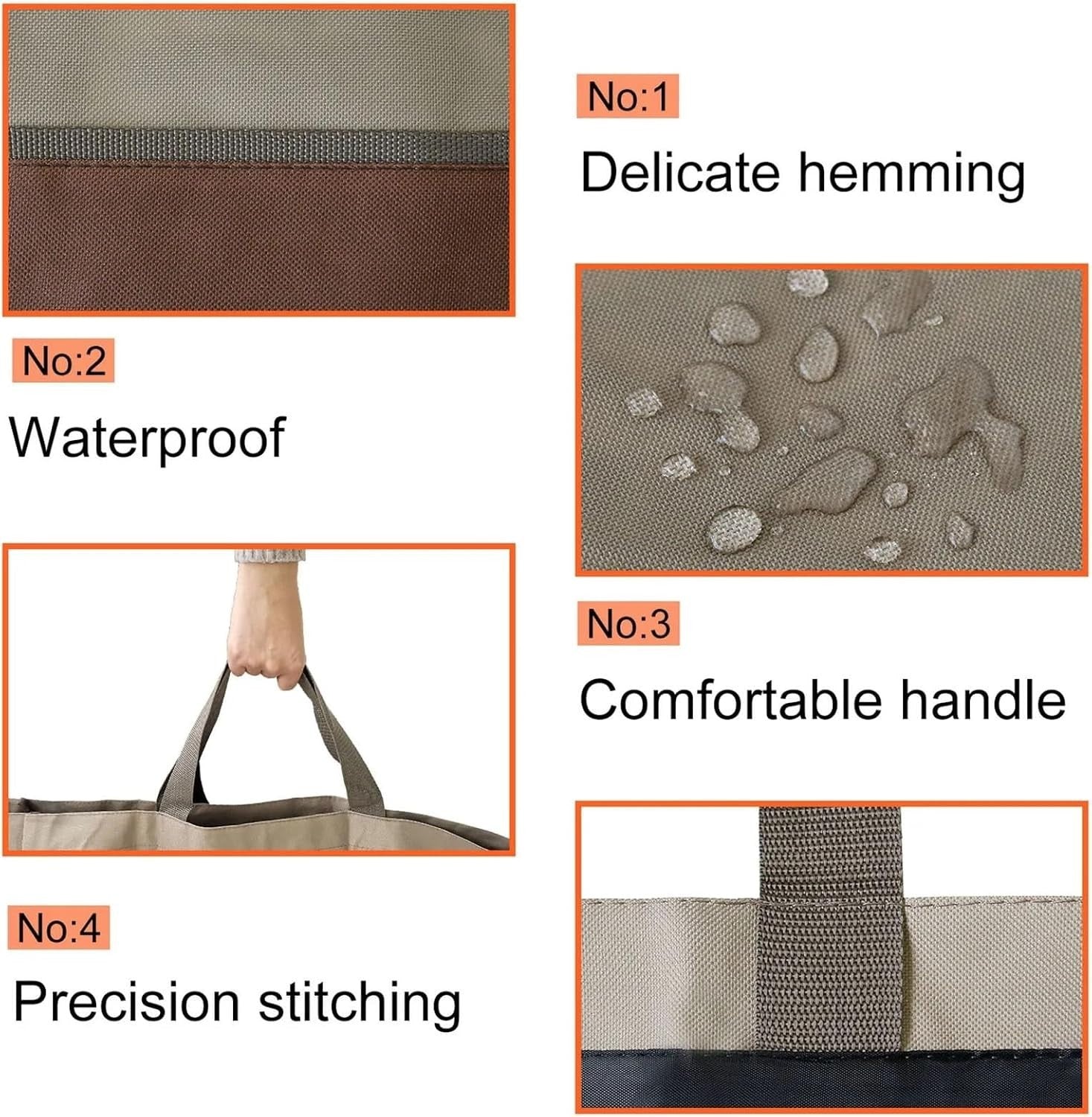 Firewood Carrier Tote Bag Heavy Duty Waxed Canvas Logs Holder 100x10x10mm