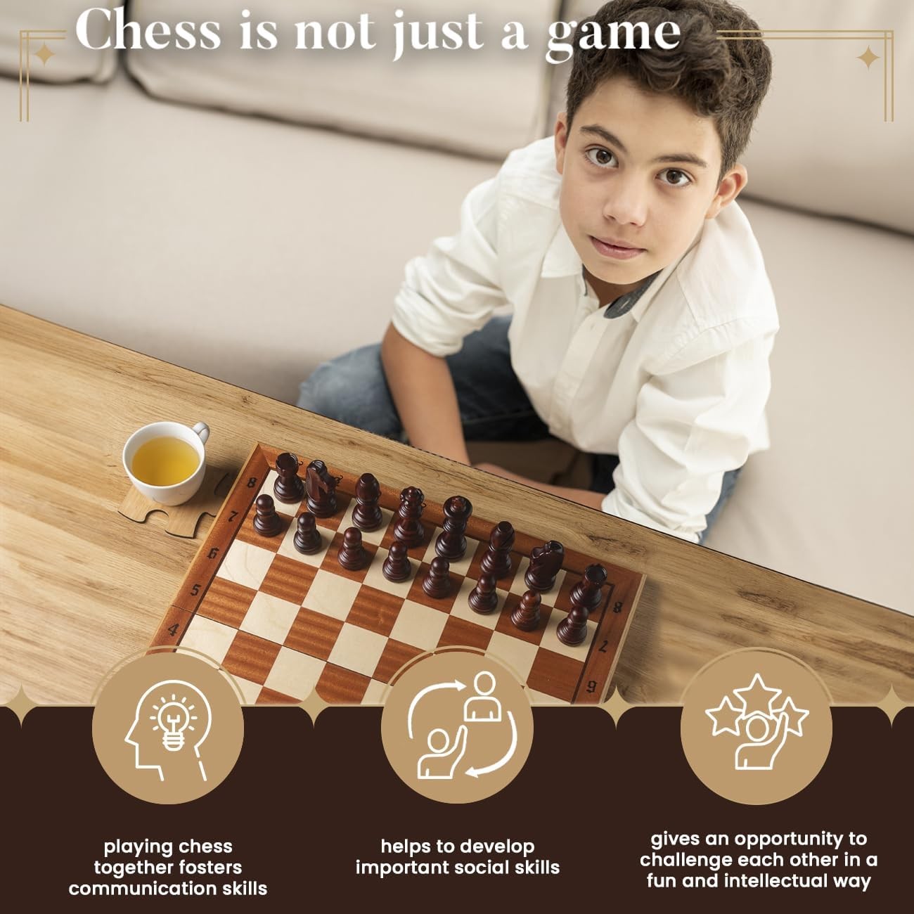 Tournament Wooden Chess Set 50cm Inlaid Foldable Board Staunton Pieces
