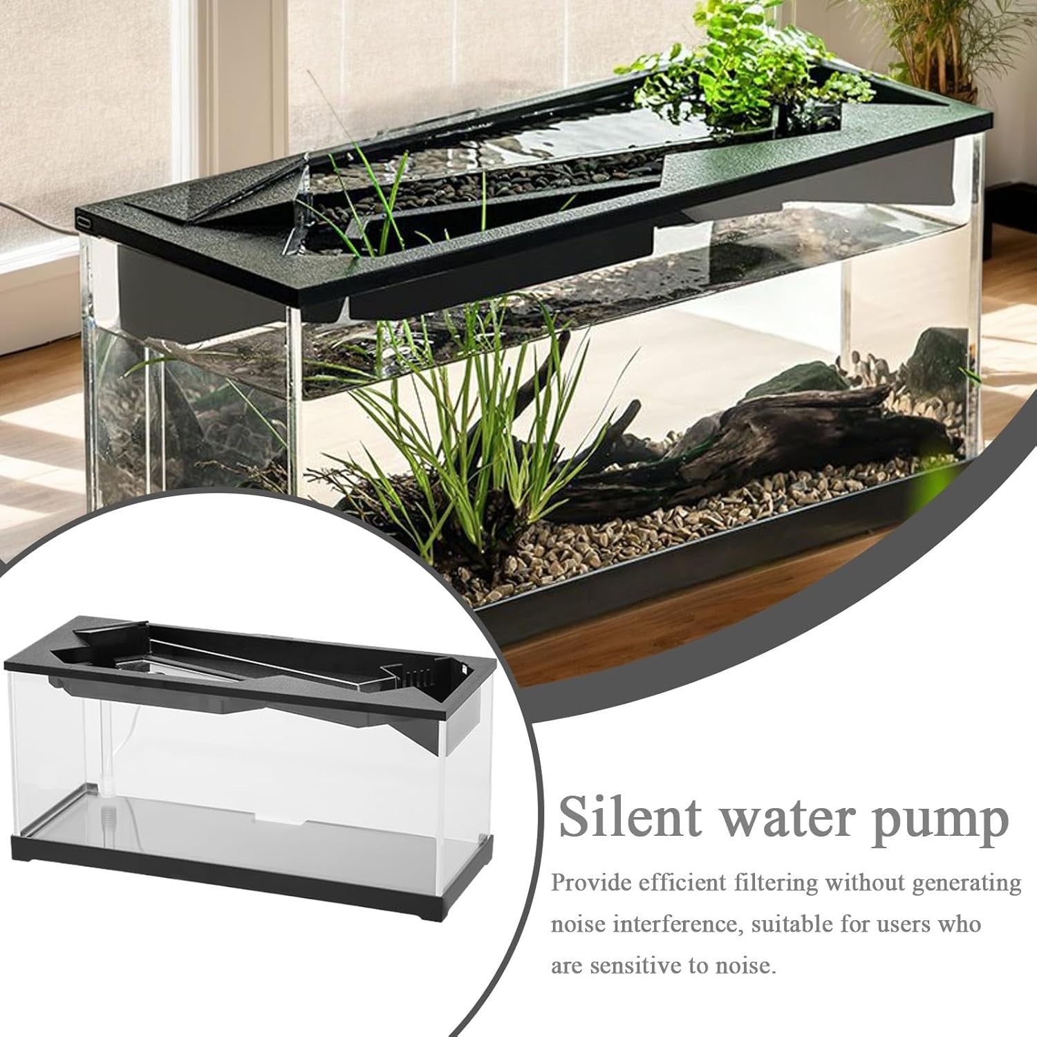 Mini Desktop Fish Tank | Acrylic Aquarium w/ Filter & Silent Pump