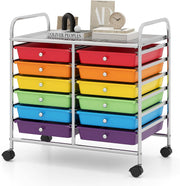 12 Drawer Rolling Storage Cart Multi Color Utility Trolley Organizer