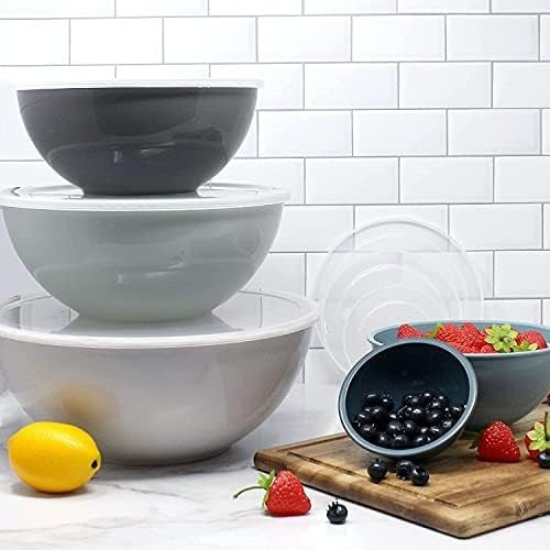 12-Piece Deep Red Mixing Bowl & Storage Set – Nested, Lids Included