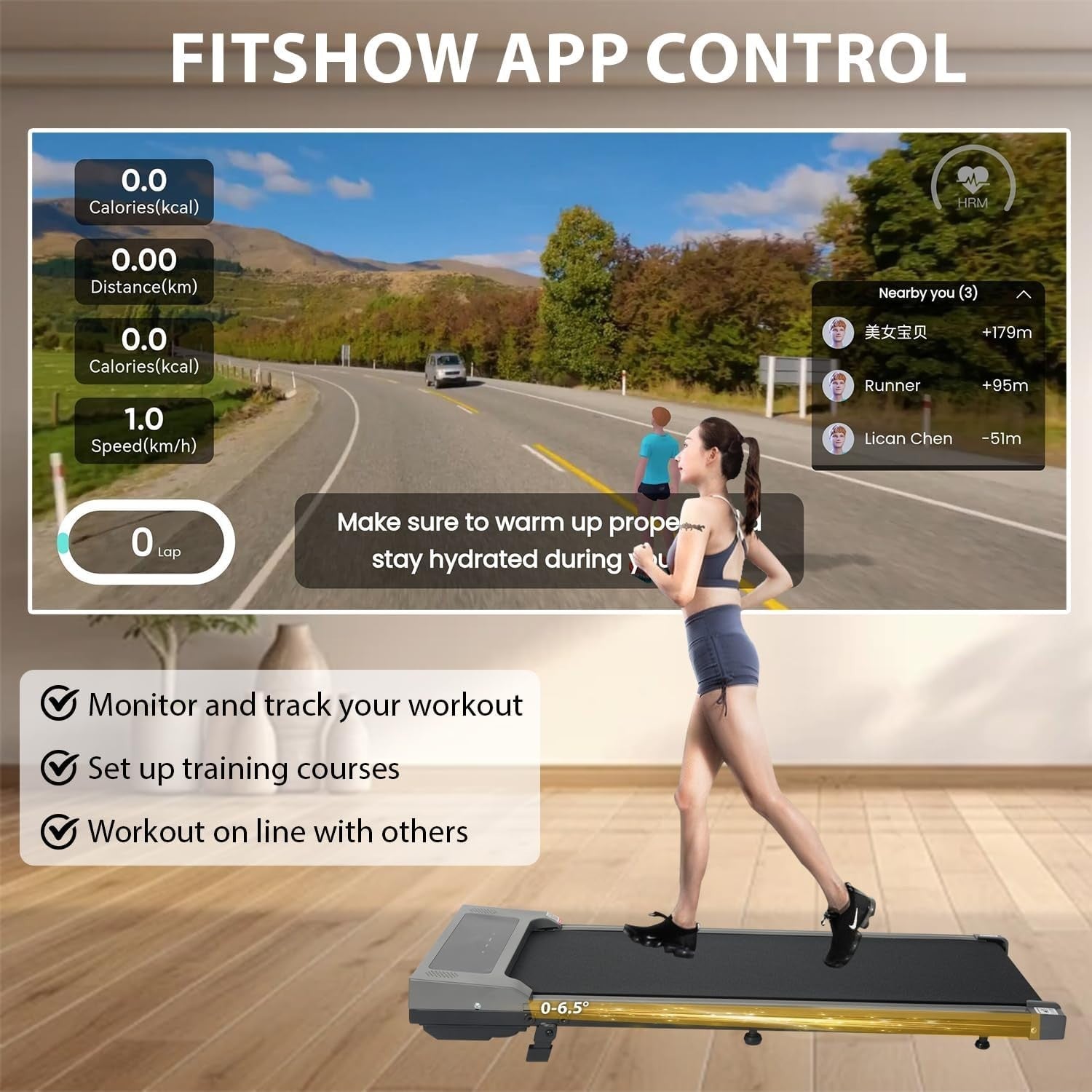 Under Desk Treadmill with Incline, Bluetooth, Remote & LED Display 1-12km/h