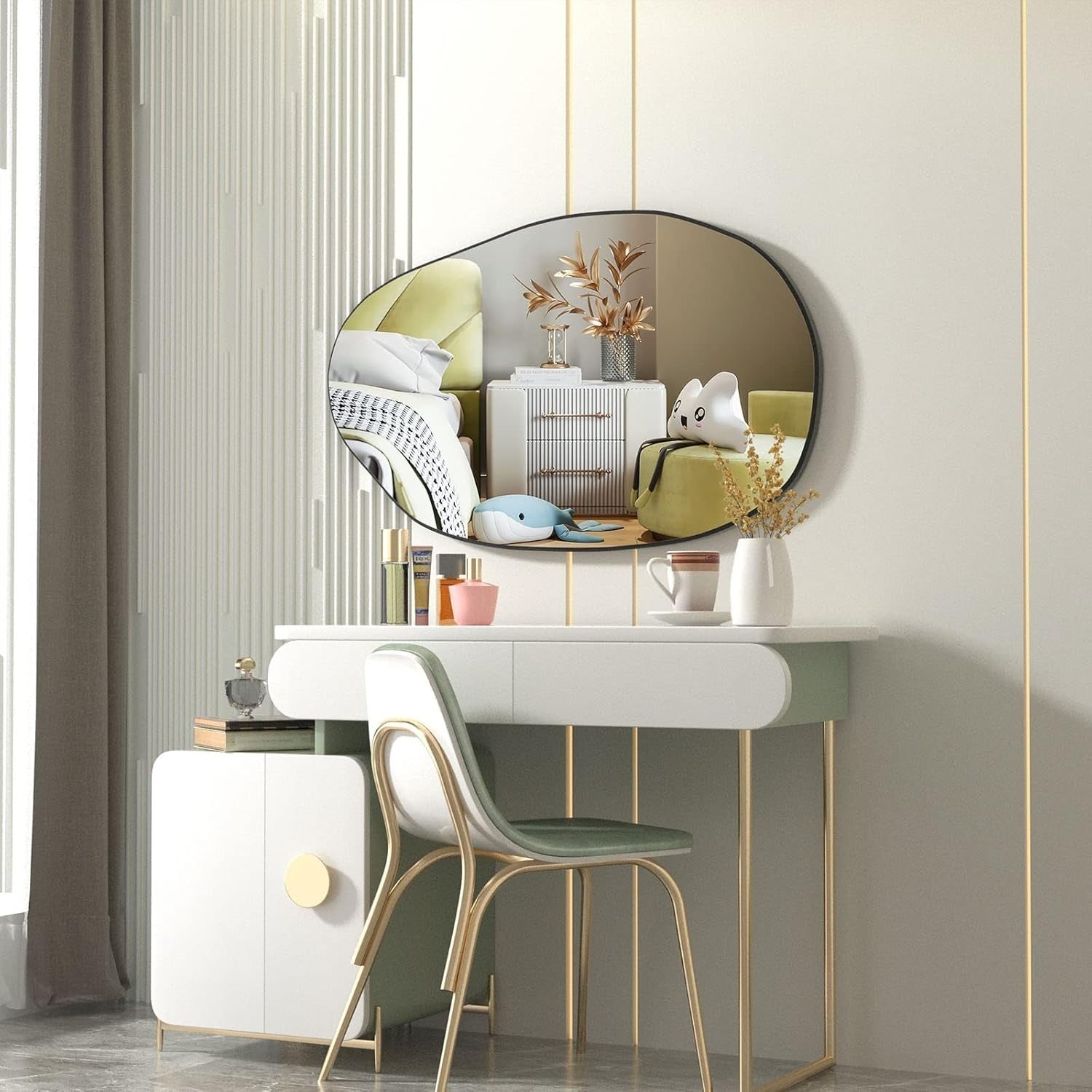 Irregular Wall Mirror 85x52cm Asymmetrical Hanging Mirror for Hallway