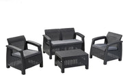 Outdoor 4-Seater Rattan Sofa Set with Cushions & Accent Table - Weatherproof