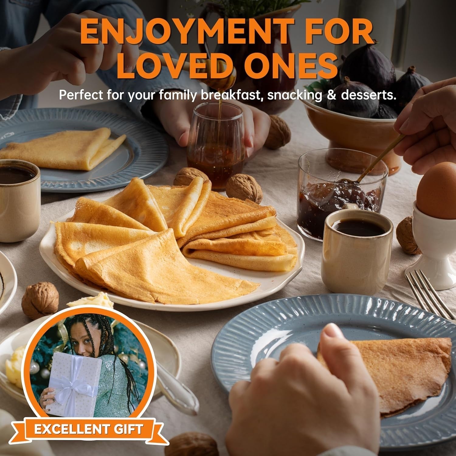 20cm Electric Crepe Maker | Non-Stick Surface, Keep Warm Setting, UK Plug