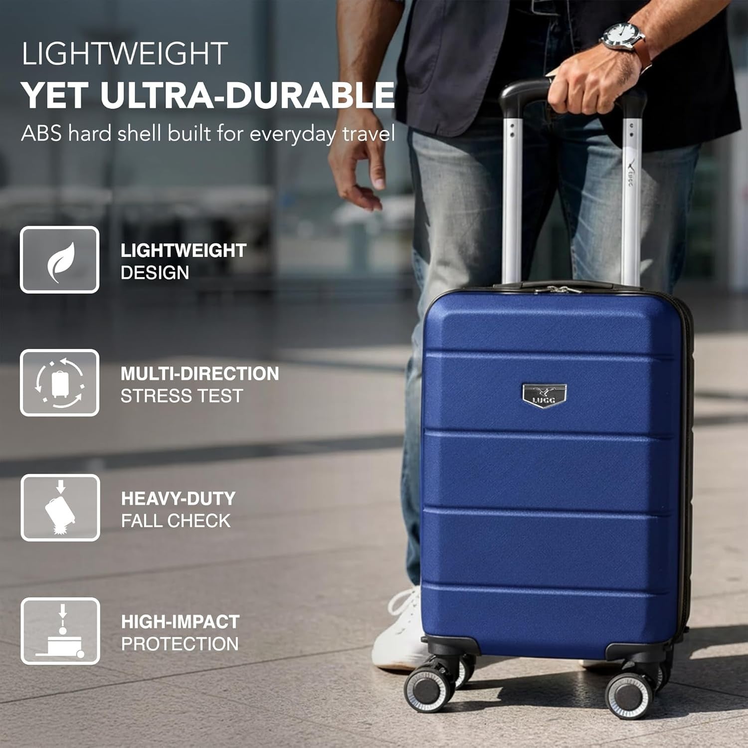 Underseat Cabin Suitcase 40cm ABS Hard Shell Spinner TSA Lock