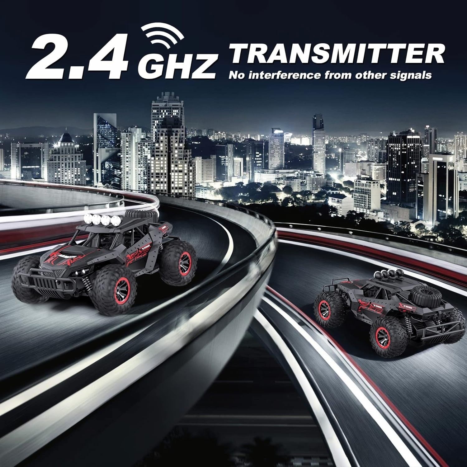25KM/H RC Car 1:16 2.4GHz Off-Road Monster Truck with 2 Batteries 70min Play Gif
