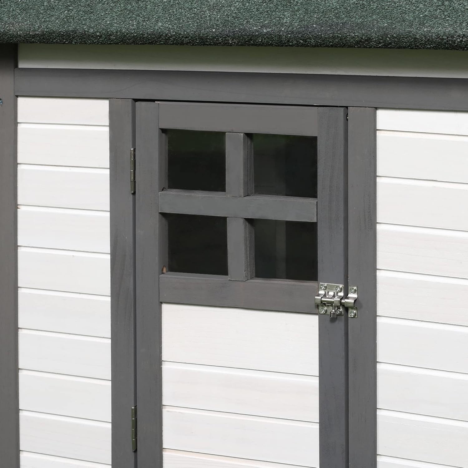 Wooden Chicken Coop with Run Nest Box Open Top Outdoor Hen House Grey