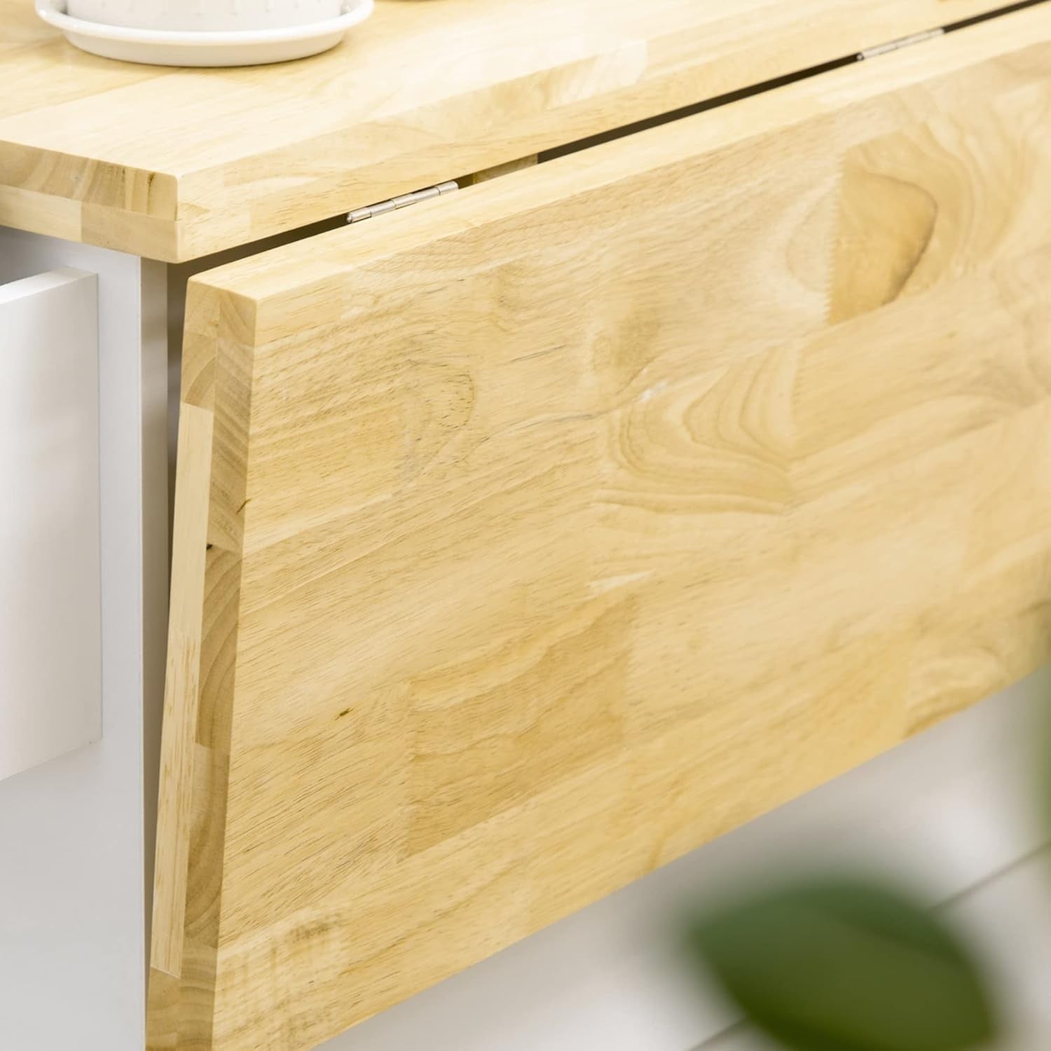 Kitchen Island on Wheels Drop Leaf Storage Cart with Drawers Wooden Top