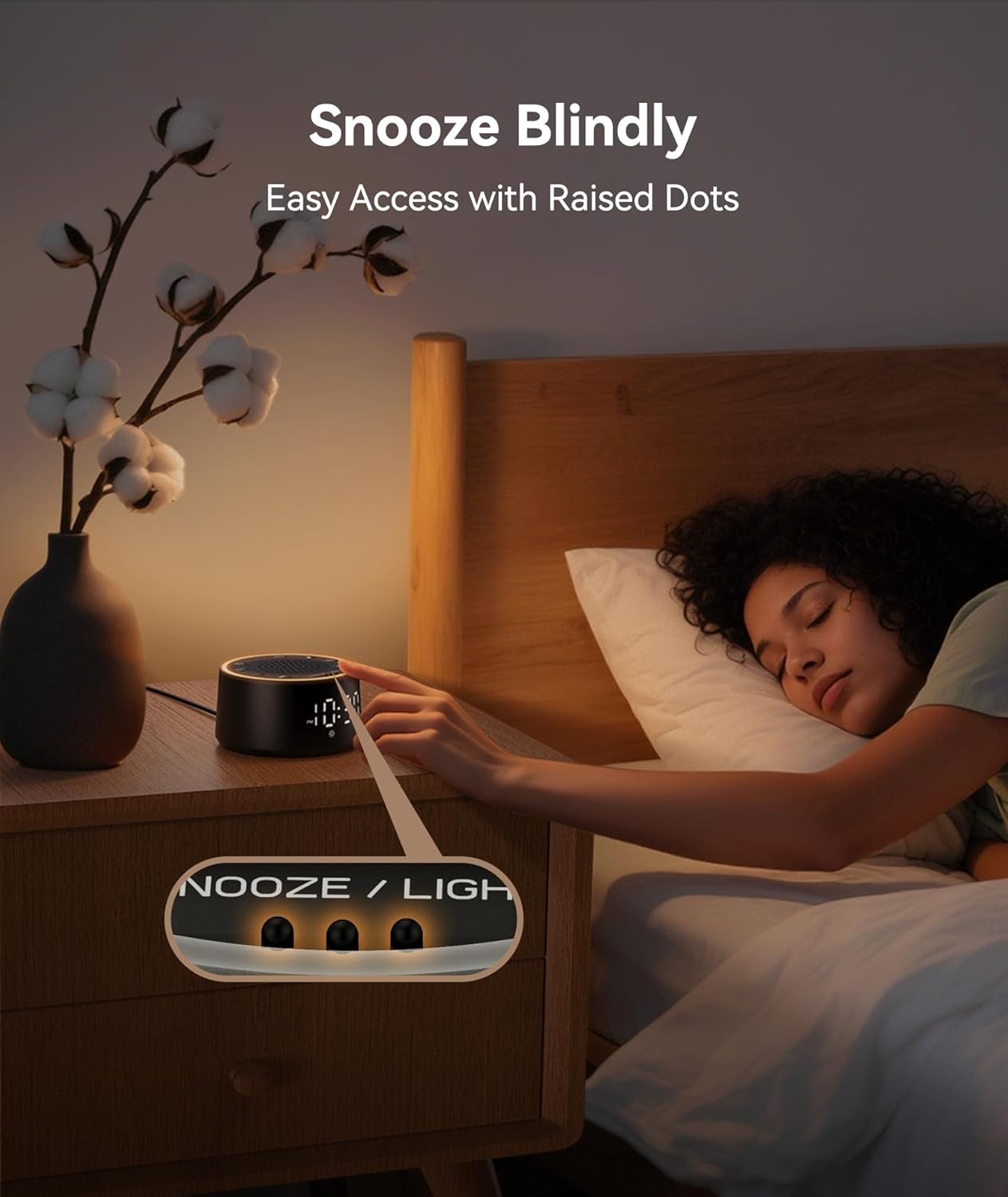 Black Noise Machine for Sleep – 25 Soothing Sounds, Night Light, Timer, Travel
