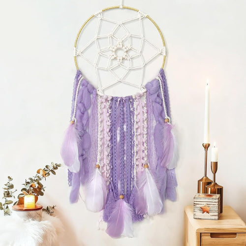 Boho Dream Catcher 64cm Woven Colorful Feather Wall Hanging Decor
