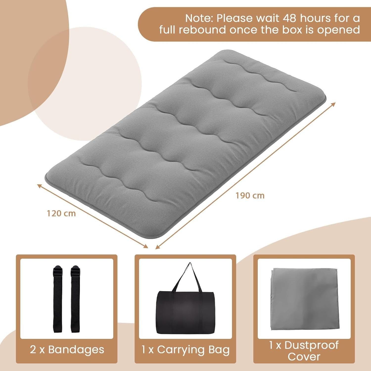 10cm Thick Foldable Japanese Tatami Futon Mattress Small Double Grey Pad