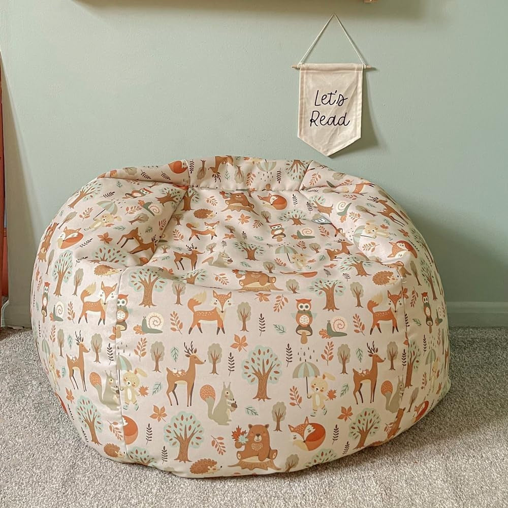 Kids Woodland Theme Bean Bag Chair Soft Durable Machine Washable 60x80cm